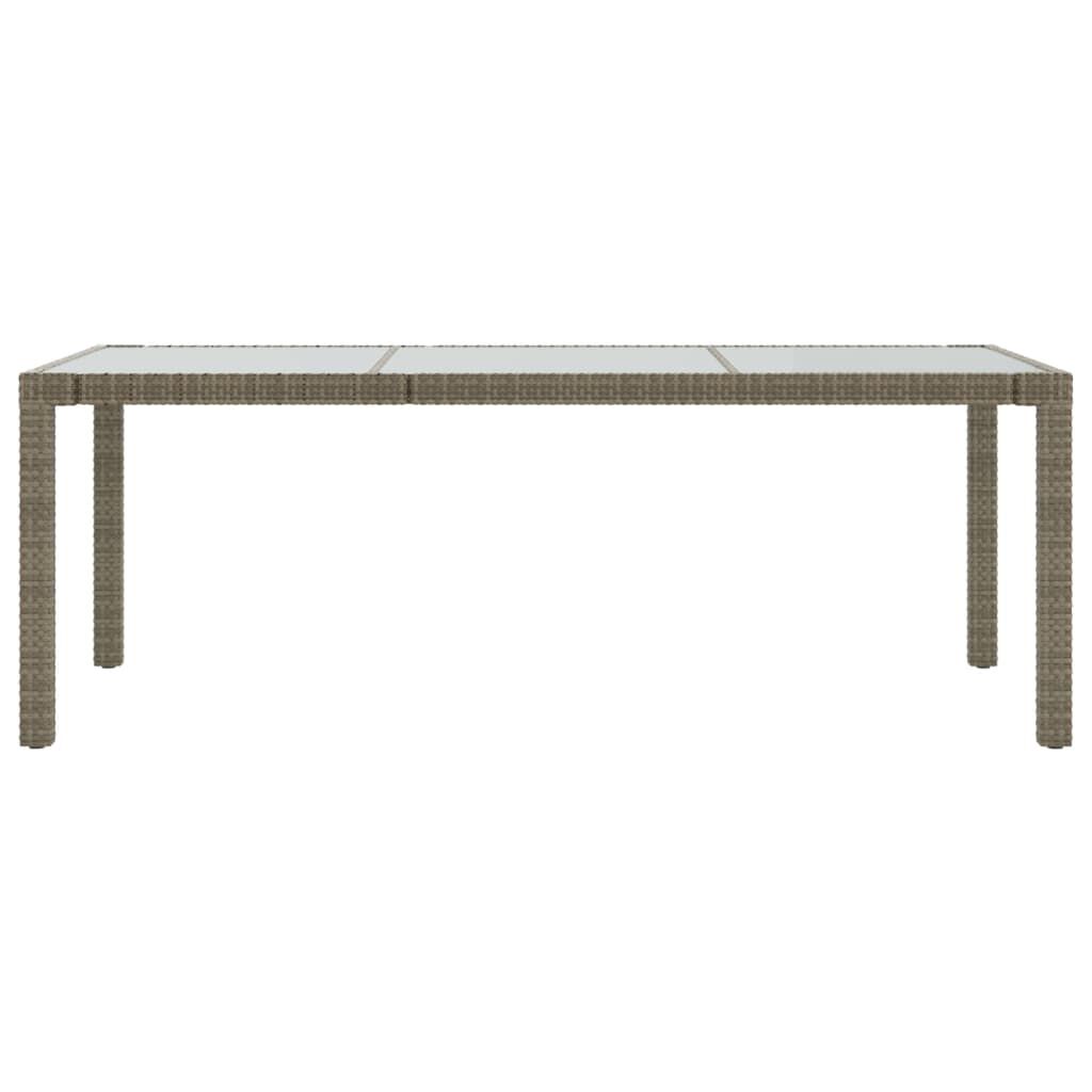 vidaXL Τραπέζι Κήπου Γκρι 190x90x75 εκ. Ψημένο Γυαλί/Συνθετικό Ρατάν