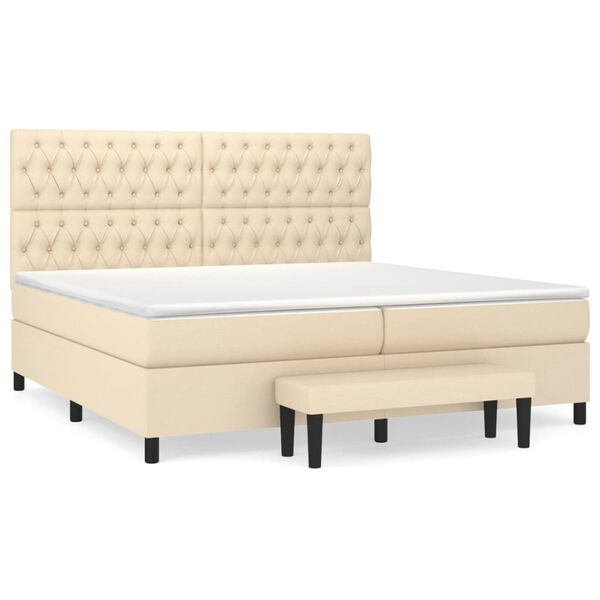vidaXL &Kappa;&rho;&epsilon;&beta;ά&tau;&iota; Boxspring &mu;&epsilon; &Sigma;&tau;&rho;ώ&mu;&alpha; &Kappa;&rho;&epsilon;&mu; 200x200 &epsilon;&kappa;. &Upsilon;&phi;&alpha;&sigma;&mu;ά&tau;&iota;&nu;&omicron;