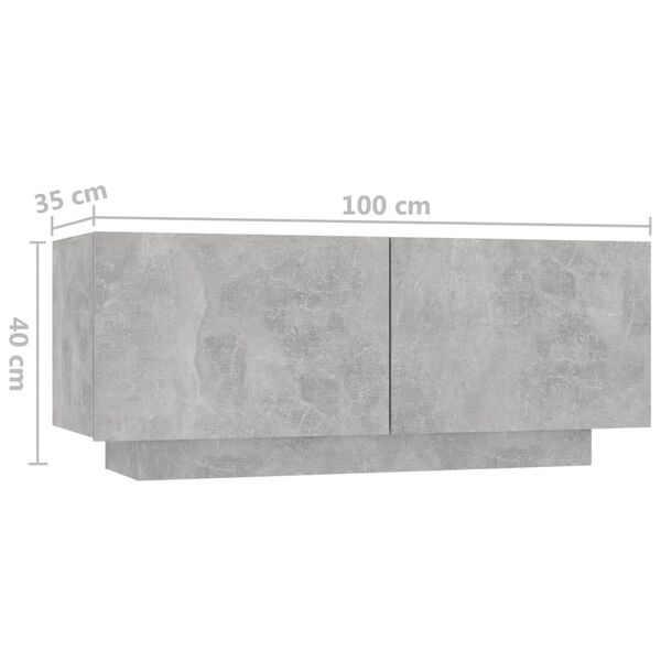 vidaXL Κομοδίνο Γκρι Σκυροδέματος 100 x 35 x 40 εκ. Επεξεργασμένο Ξύλο