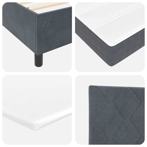 vidaXL Κρεβάτι Box Spring LED με Στρώμα Σκούρο γκρι 90 x 190 cm