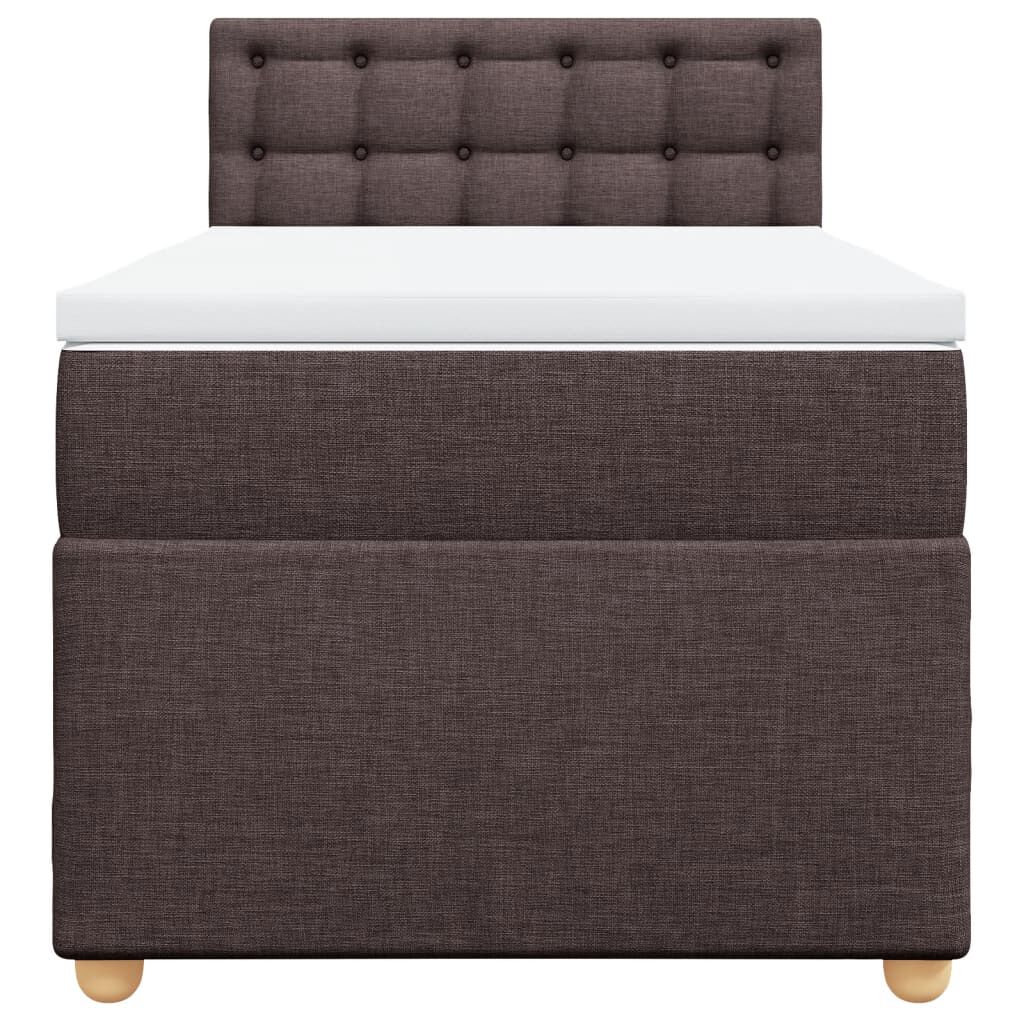 vidaXL Κρεβάτι Boxspring με Στρώμα Σκούρο Καφέ 90x200 εκ. Υφασμάτινο