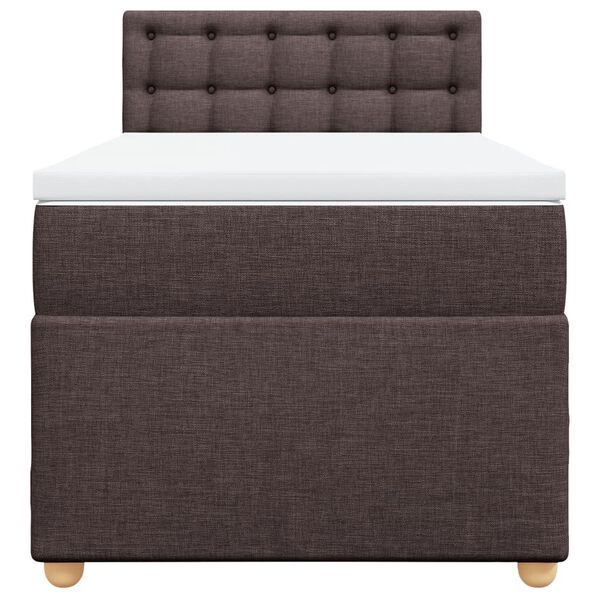 vidaXL Κρεβάτι Boxspring με Στρώμα Σκούρο Καφέ 90x200 εκ. Υφασμάτινο