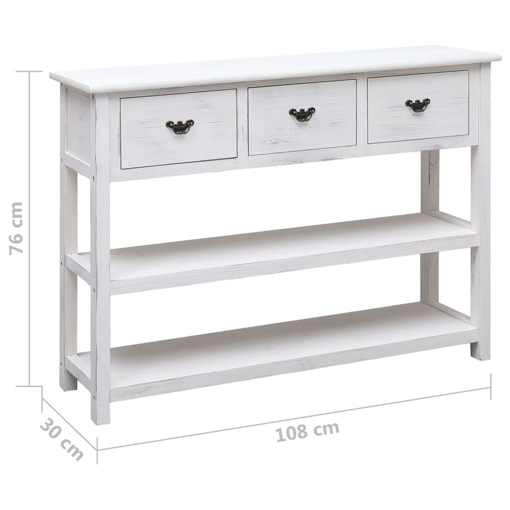 vidaXL Μπουφές Αντικέ Λευκός 108 x 30 x 76 εκ. Μασίφ Ξύλο Παυλώνιας