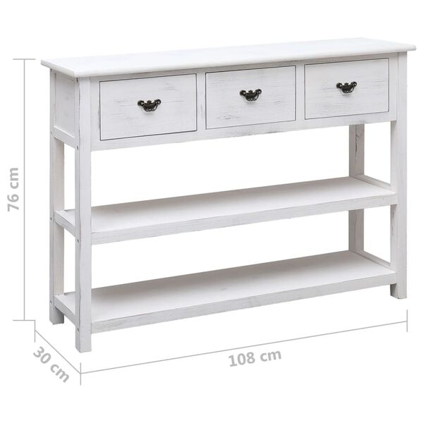 vidaXL Μπουφές Αντικέ Λευκός 108 x 30 x 76 εκ. Μασίφ Ξύλο Παυλώνιας