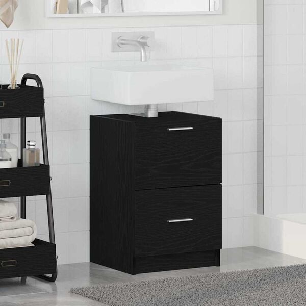 vidaXL Ντουλάπι Νεροχύτη Μαύρη Οξυά 40 x 37 x 59 cm Επεξεργασμένο ξύλο