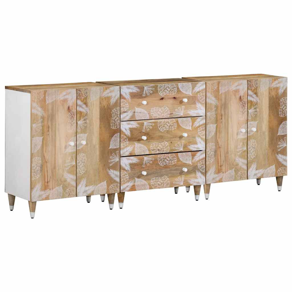 vidaXL Sideboards 3 τεμάχια 60x33,5x75 cm μασίφ ξύλο Mango