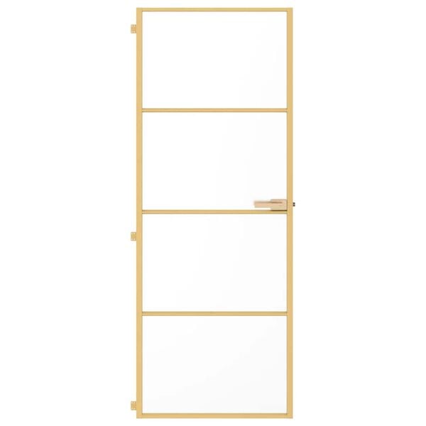 vidaXL Εσωτερική Πόρτα Χρυσή 76 x 201,5 εκ. Ψημένο Γυαλί & Αλουμίνιο