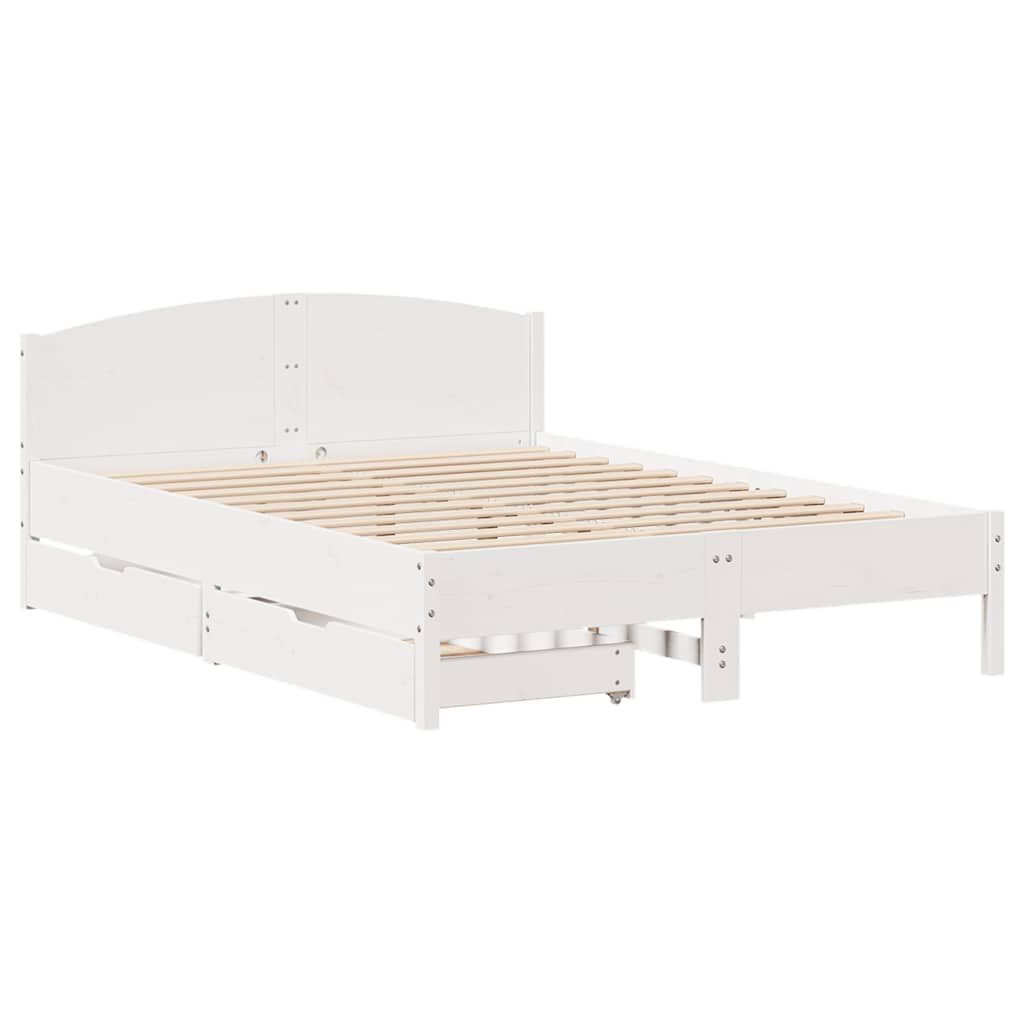 vidaXL Σκελετός Κρεβ. Χωρίς Στρώμα Λευκό 135x190 εκ Μασίφ Πεύκο