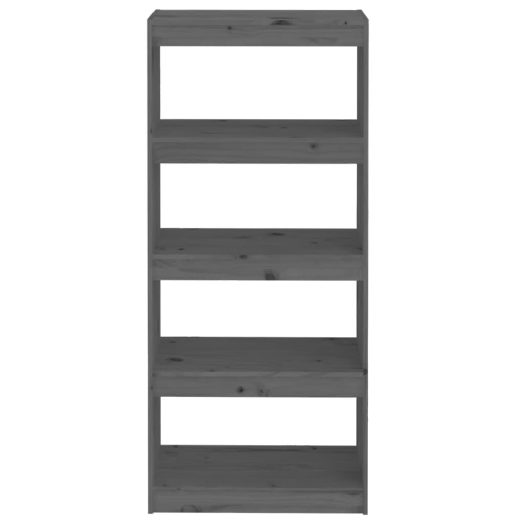 vidaXL Βιβλιοθήκη/Διαχωριστικό Χώρου Γκρι 60x30x135,5 εκ. Μασίφ Πεύκο