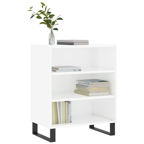 vidaXL Ραφιέρα Γυαλιστερή Λευκή 57 x 35 x 70 εκ. από Επεξεργ. Ξύλο