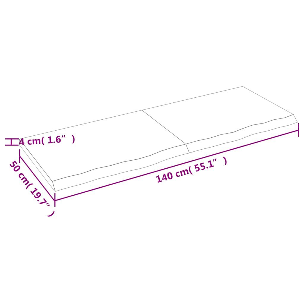 vidaXL Ράφι Τοίχου Σκούρο Καφέ 140x50x(2-4) εκ. Επεξ. Μασίφ Ξύλο Δρυός