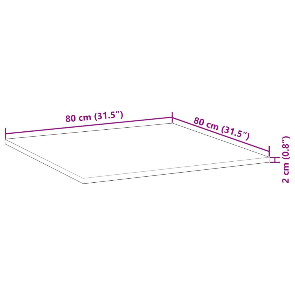 vidaXL Επιφάνεια Τραπεζιού Τετράγωνη 80x80x2 εκ. Μασίφ Ξύλο Ακακίας