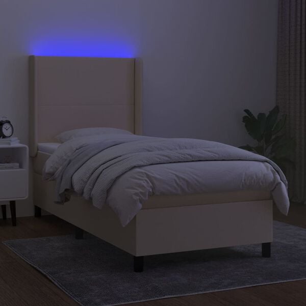 vidaXL &Kappa;&rho;&epsilon;&beta;ά&tau;&iota; Boxspring &mu;&epsilon; &Sigma;&tau;&rho;ώ&mu;&alpha; & LED &Kappa;&rho;&epsilon;&mu; 90x200 &epsilon;&kappa;. &Upsilon;&phi;&alpha;&sigma;&mu;ά&tau;&iota;&nu;&omicron;