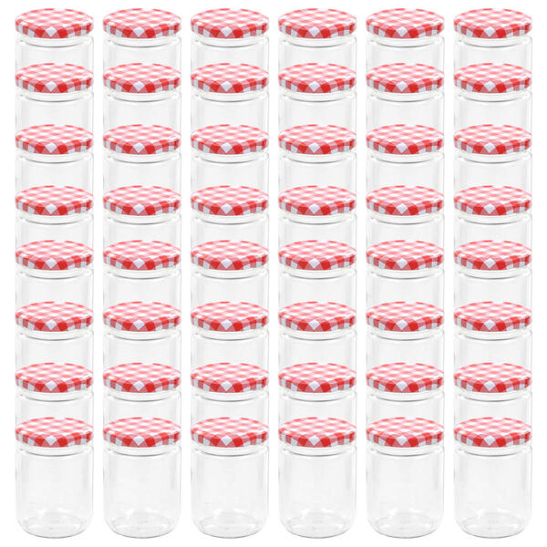 vidaXL Βάζα Μαρμελάδας 48 τεμ. 230 ml Γυάλινα με Κόκκινα/Λευκά Καπάκια