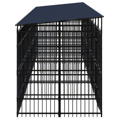 vidaXL Κλουβί Σκύλου Εξωτερικού Χώρου με Οροφή 18,43 μ² από Ατσάλι
