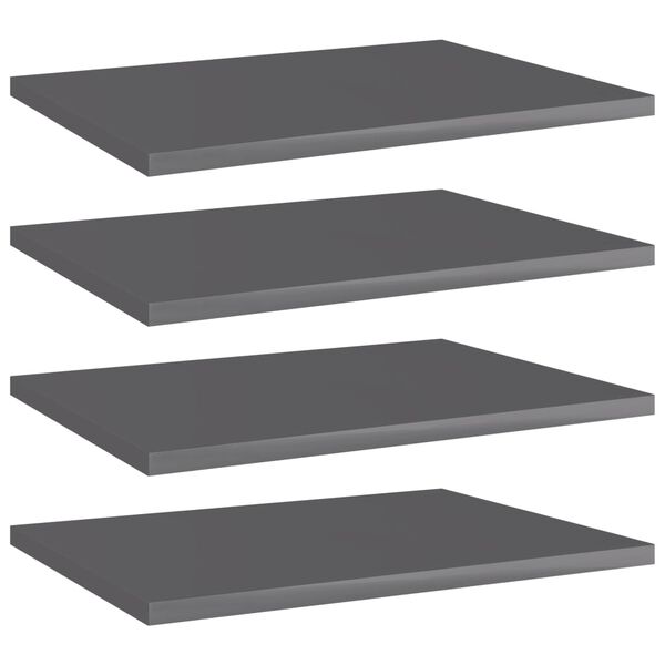 vidaXL Ράφια Βιβλιοθήκης 4 τεμ. Γυαλ. Γκρι 40x30x1,5 εκ. Μοριοσανίδα