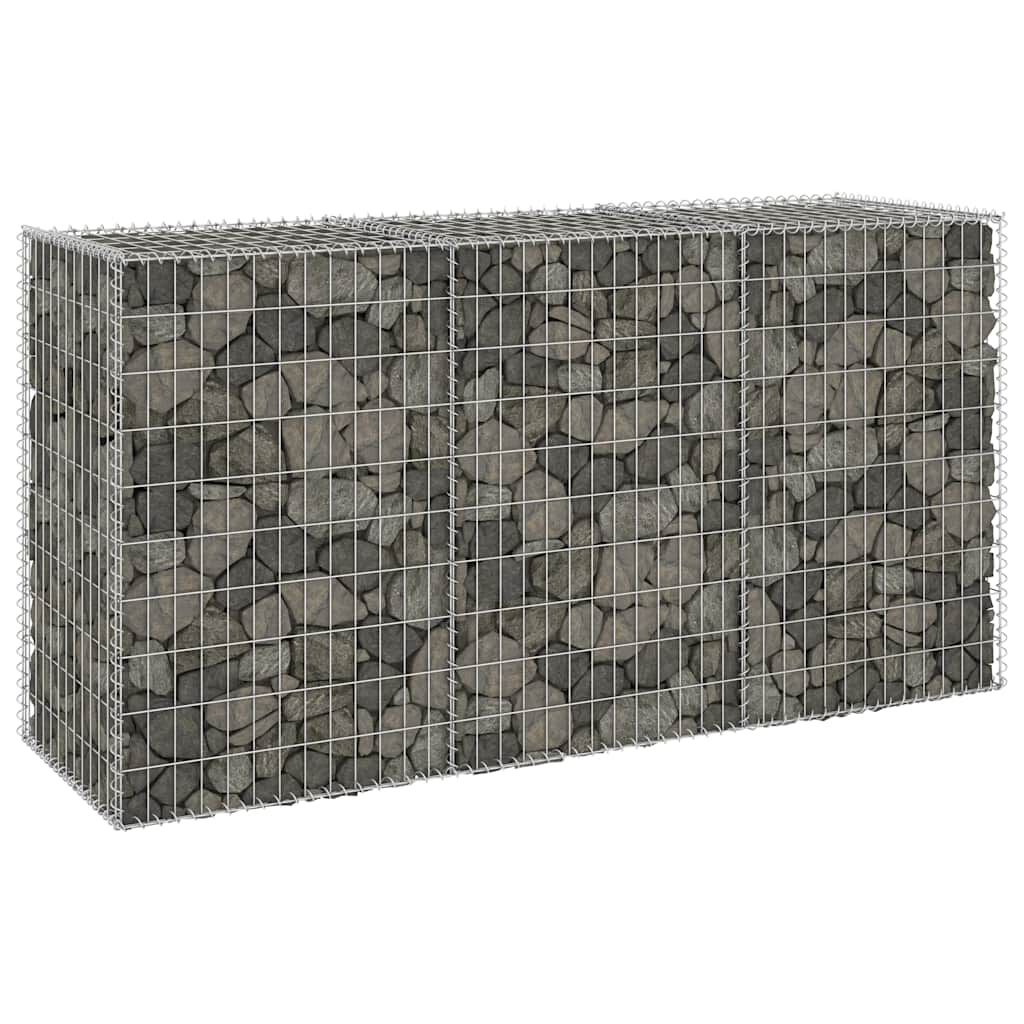 vidaXL Συρματοκιβώτιο Τοίχος 200x60x100 εκ. Γαλβαν.Χάλυβας + Καλύμματα