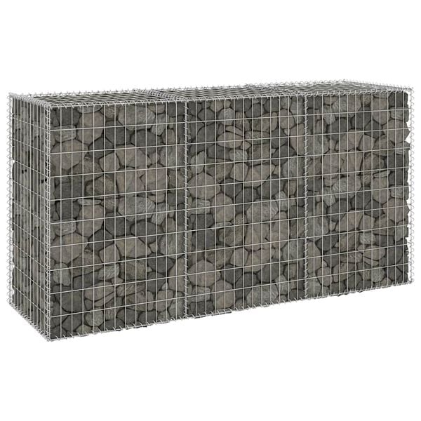 vidaXL Συρματοκιβώτιο Τοίχος 200x60x100 εκ. Γαλβαν.Χάλυβας + Καλύμματα