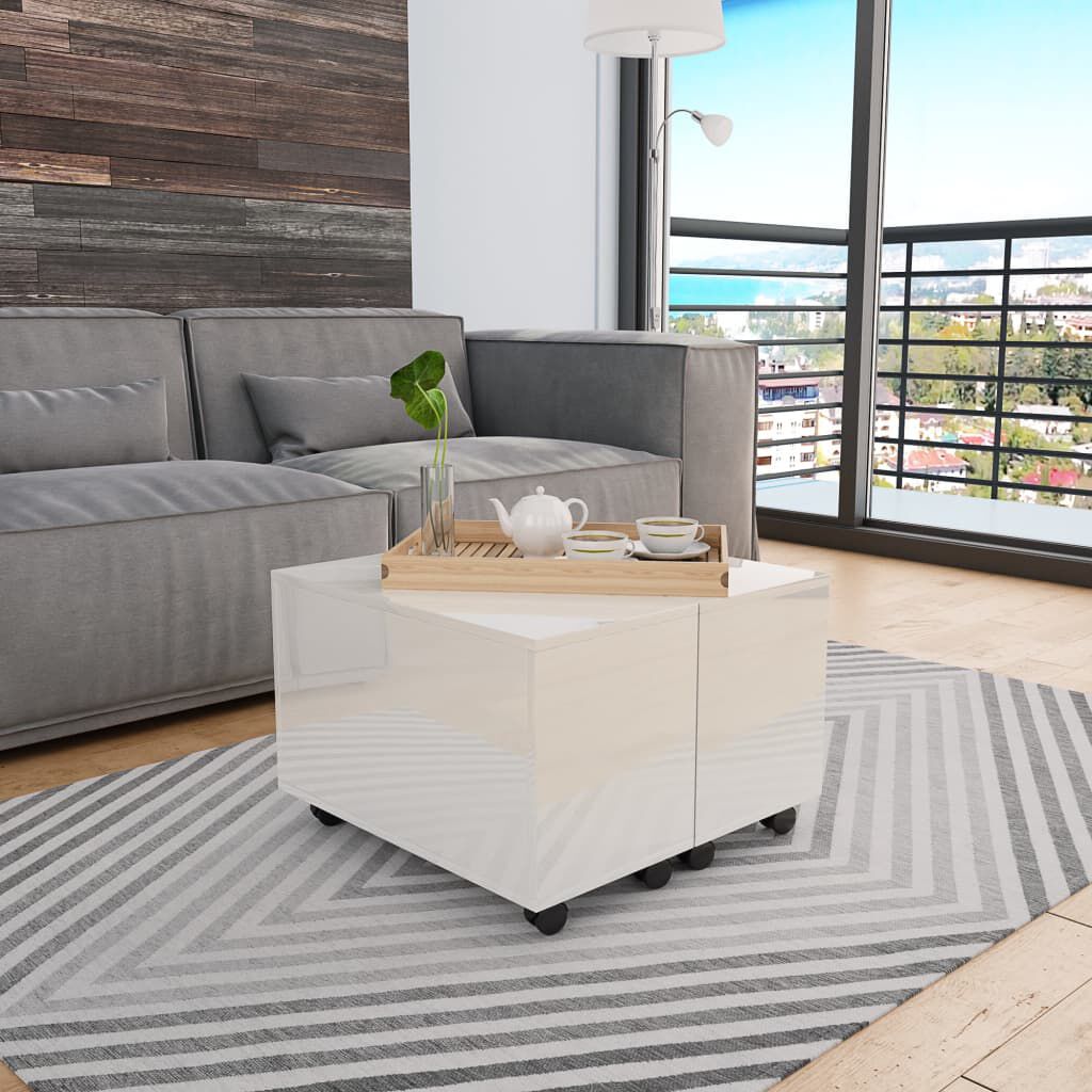 vidaXL Τραπεζάκι Σαλονιού Γυαλιστερό Λευκό 60x60x35 εκ. Μοριοσανίδα