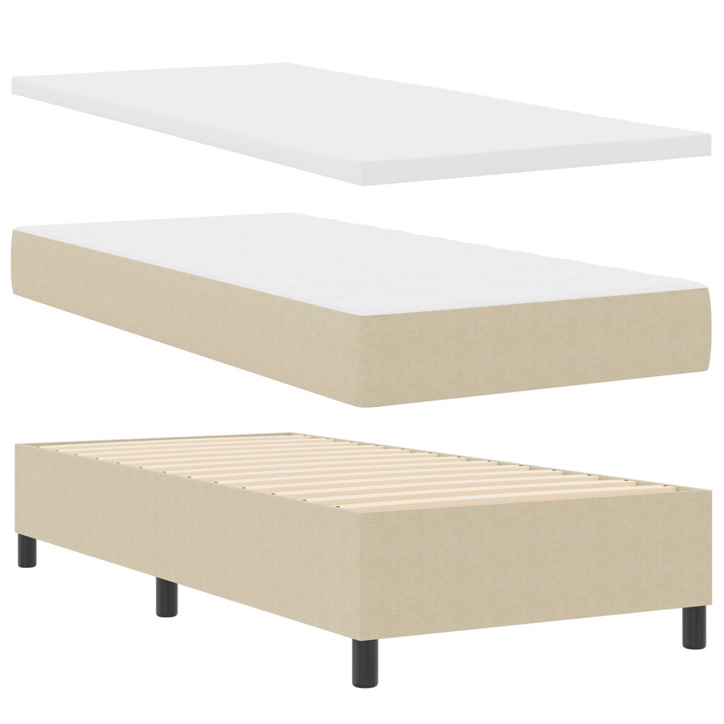 vidaXL Κρεβάτι Box Spring με Στρώμα Ανοιχτό Πράσινο Γκρι 90x200 εκ. Βελούδινο Ύφασμα