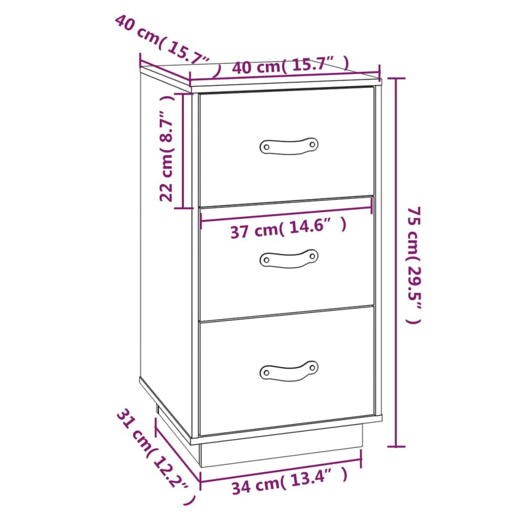 vidaXL Κομοδίνα 2 τεμ. Καφέ Μελί 40x40x75εκ. από Μασίφ Ξύλο Πεύκου