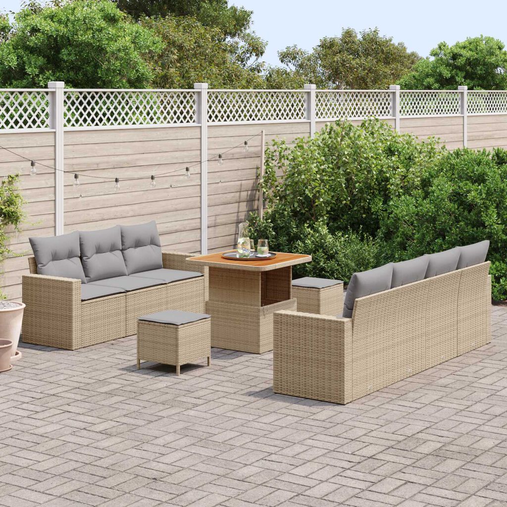 vidaXL Σετ Καναπέ Κήπου 10 pcs μπεζ και ανοιχτό γκρι 80 x 80 x 71 cm