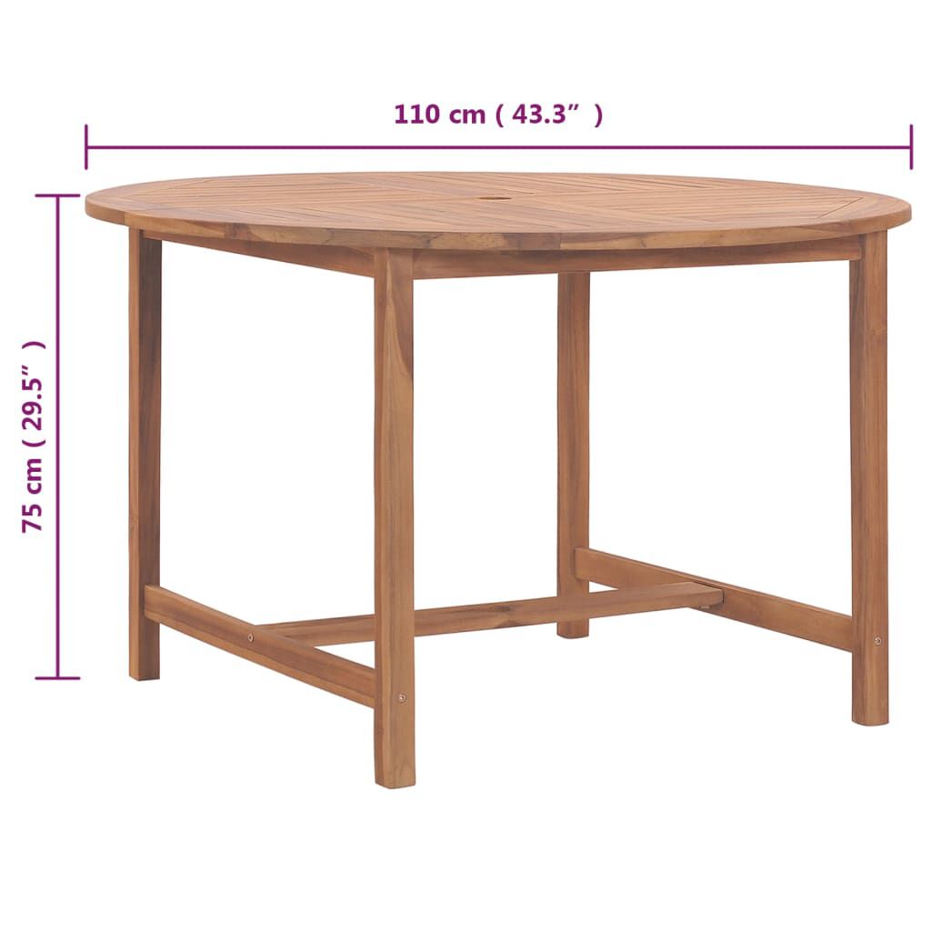 vidaXL Τραπεζαρία Κήπου Ø110x75 εκ. από Μασίφ Ξύλο Teak
