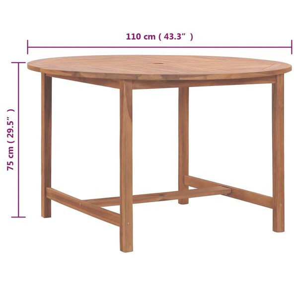 vidaXL Τραπεζαρία Κήπου Ø110x75 εκ. από Μασίφ Ξύλο Teak