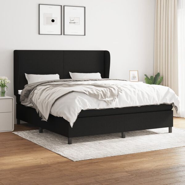 vidaXL &Kappa;&rho;&epsilon;&beta;ά&tau;&iota; Boxspring &mu;&epsilon; &Sigma;&tau;&rho;ώ&mu;&alpha; &Mu;&alpha;ύ&rho;&omicron; 180x200 &epsilon;&kappa;. &Upsilon;&phi;&alpha;&sigma;&mu;ά&tau;&iota;&nu;&omicron;