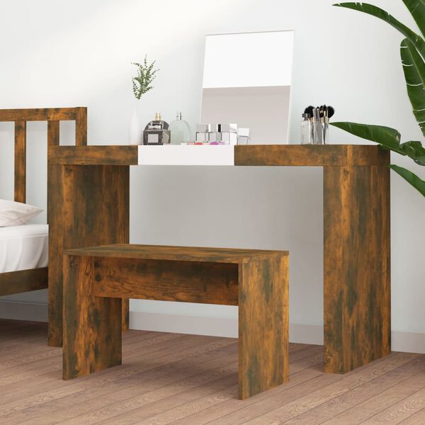 vidaXL Σκαμπό Μπουντουάρ Καπνιστή δρυς 70 x 35 x 45 εκ. Επεξ. Ξύλο