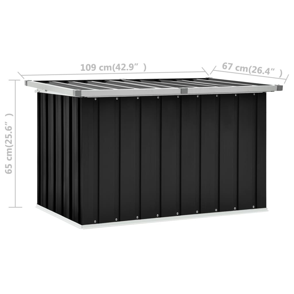 vidaXL Μπαούλο Αποθήκευσης Κήπου Ανθρακί 109 x 67 x 65 εκ.