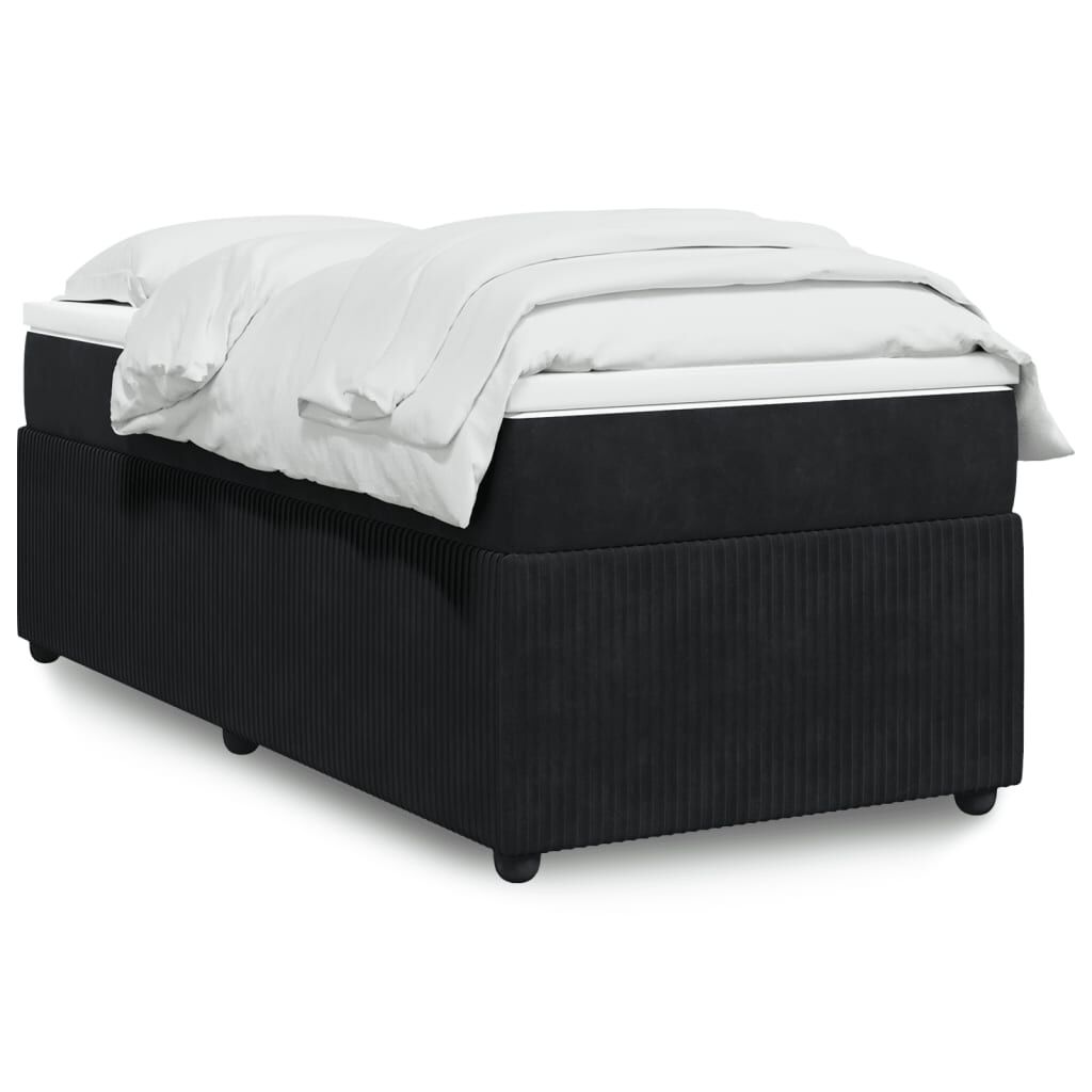 vidaXL Κρεβάτι Boxspring με Στρώμα Μαύρο 100x200 εκ. Βελούδινο