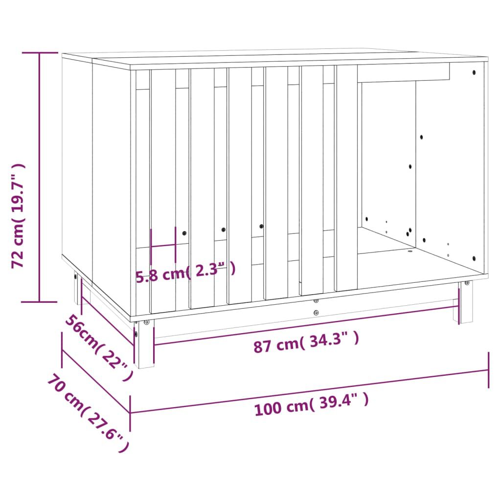 vidaXL Σπιτάκι Σκύλου 100 x 70 x 72 εκ. από Μασίφ Ξύλο Πεύκου