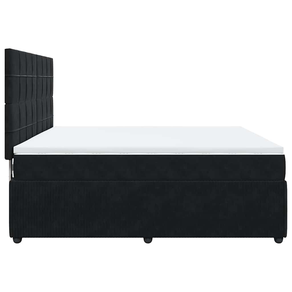 vidaXL Κρεβάτι Boxspring με Στρώμα Μαύρο 180x200 εκ. Βελούδινο