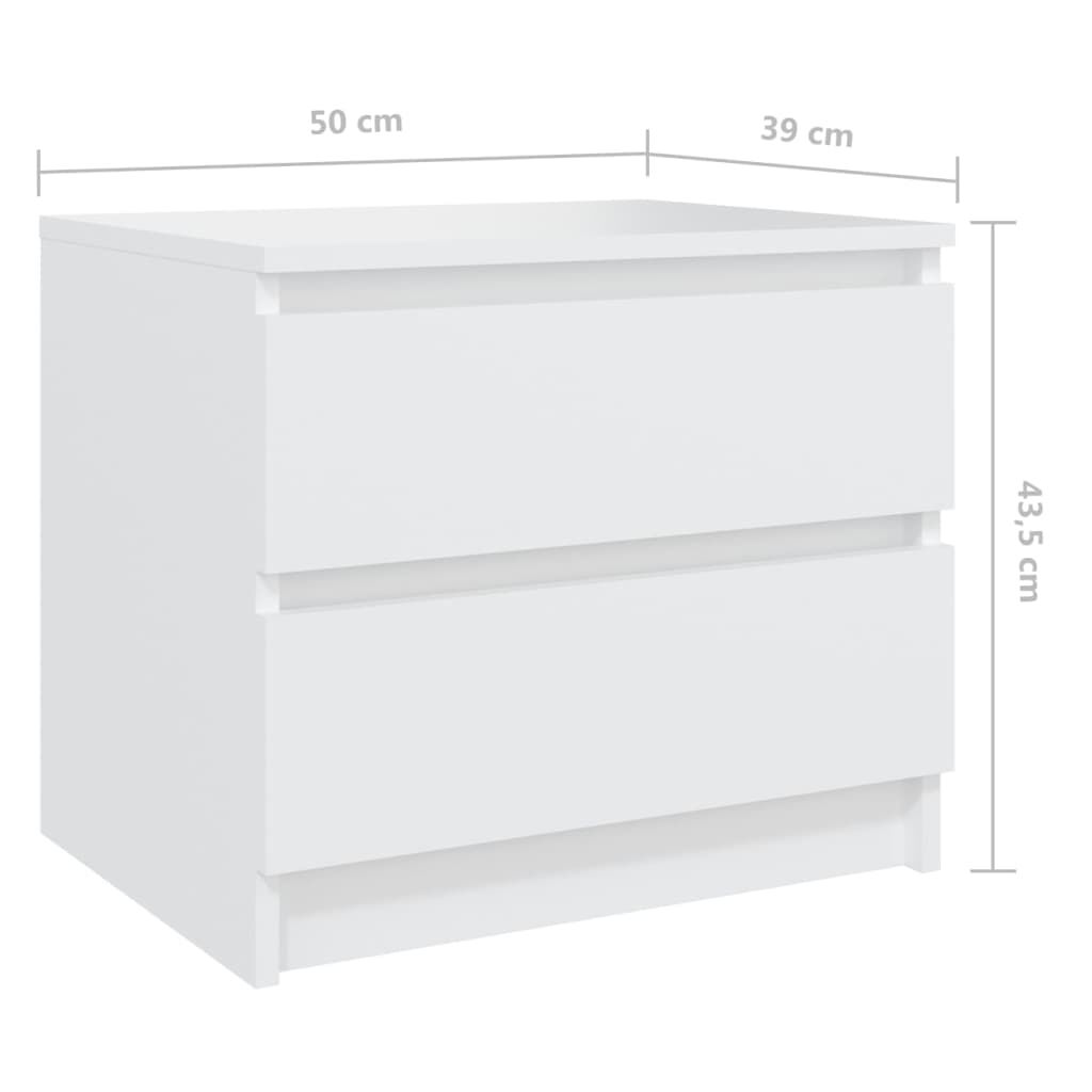 vidaXL Κομοδίνα 2 τεμ. Λευκά 50 x 39 x 43,5 εκ. από Επεξεργασμένο Ξύλο