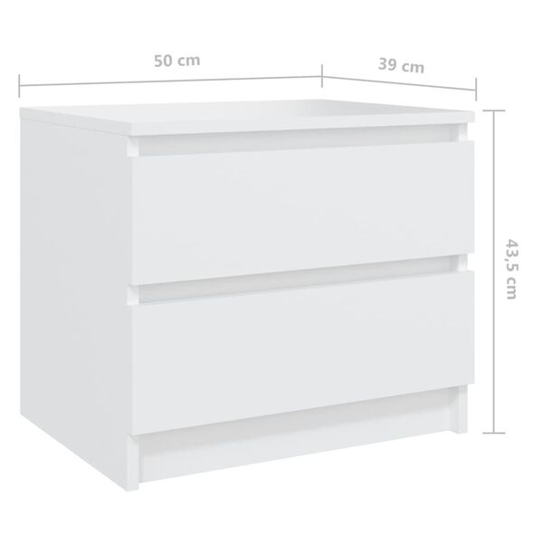vidaXL Κομοδίνα 2 τεμ. Λευκά 50 x 39 x 43,5 εκ. από Επεξεργασμένο Ξύλο