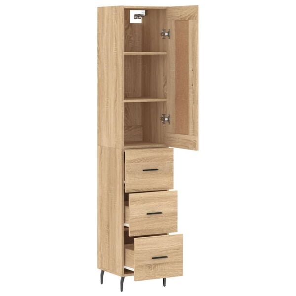 vidaXL Μπουφές Sonoma δρυς 34,5 x 34 x 180 εκ. από Επεξεργασμένο Ξύλο