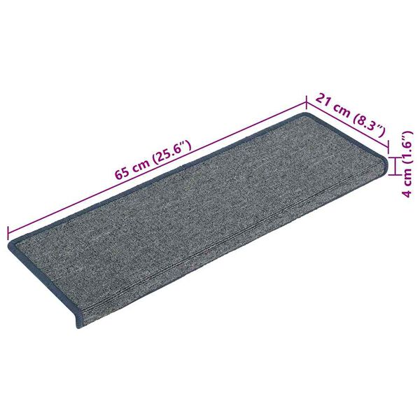 vidaXL Πατάκια Σκαλιών 30 τεμ. 65x21x4 εκ. Ανοιχτό Γκρι και Μπλε Ορθογώνια Άκρη