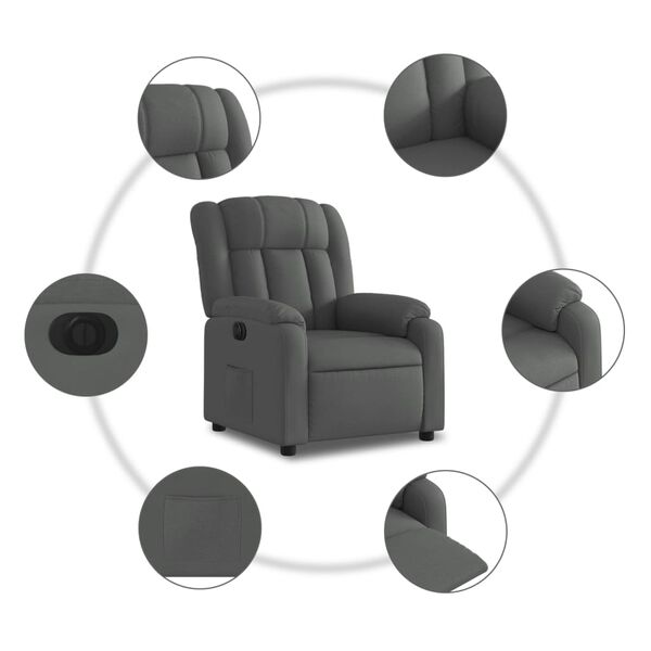 vidaXL Πολυθρόνα Ανακλινόμενη Ηλεκτρική Σκούρο Γκρι Υφασμάτινη