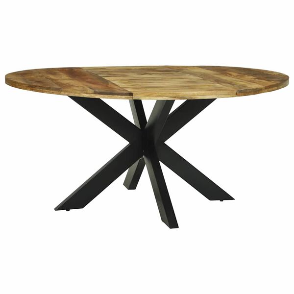 vidaXL Τραπεζαρία Μαύρη δρυς 160 x 160 x 76 cm ακατέργαστο ξύλο μάνγκο