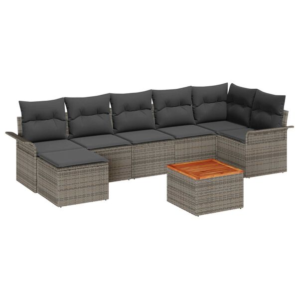 vidaXL Σετ Καναπέ Κήπου 8 pcs Γκρι Πολυ ράταν