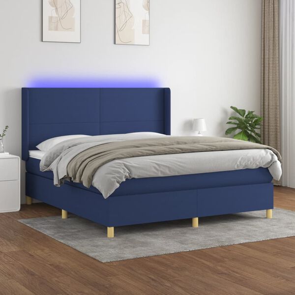 vidaXL &Kappa;&rho;&epsilon;&beta;ά&tau;&iota; Boxspring &mu;&epsilon; &Sigma;&tau;&rho;ώ&mu;&alpha; & LED &Mu;&pi;&lambda;&epsilon; 180x200 &epsilon;&kappa;. &Upsilon;&phi;&alpha;&sigma;&mu;ά&tau;&iota;&nu;&omicron;