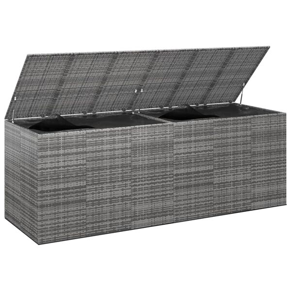 vidaXL Κουτί Μαξιλαριού Κήπου Γκρι 291x100,5x104 εκ. Ρατάν Πολυαιθ.
