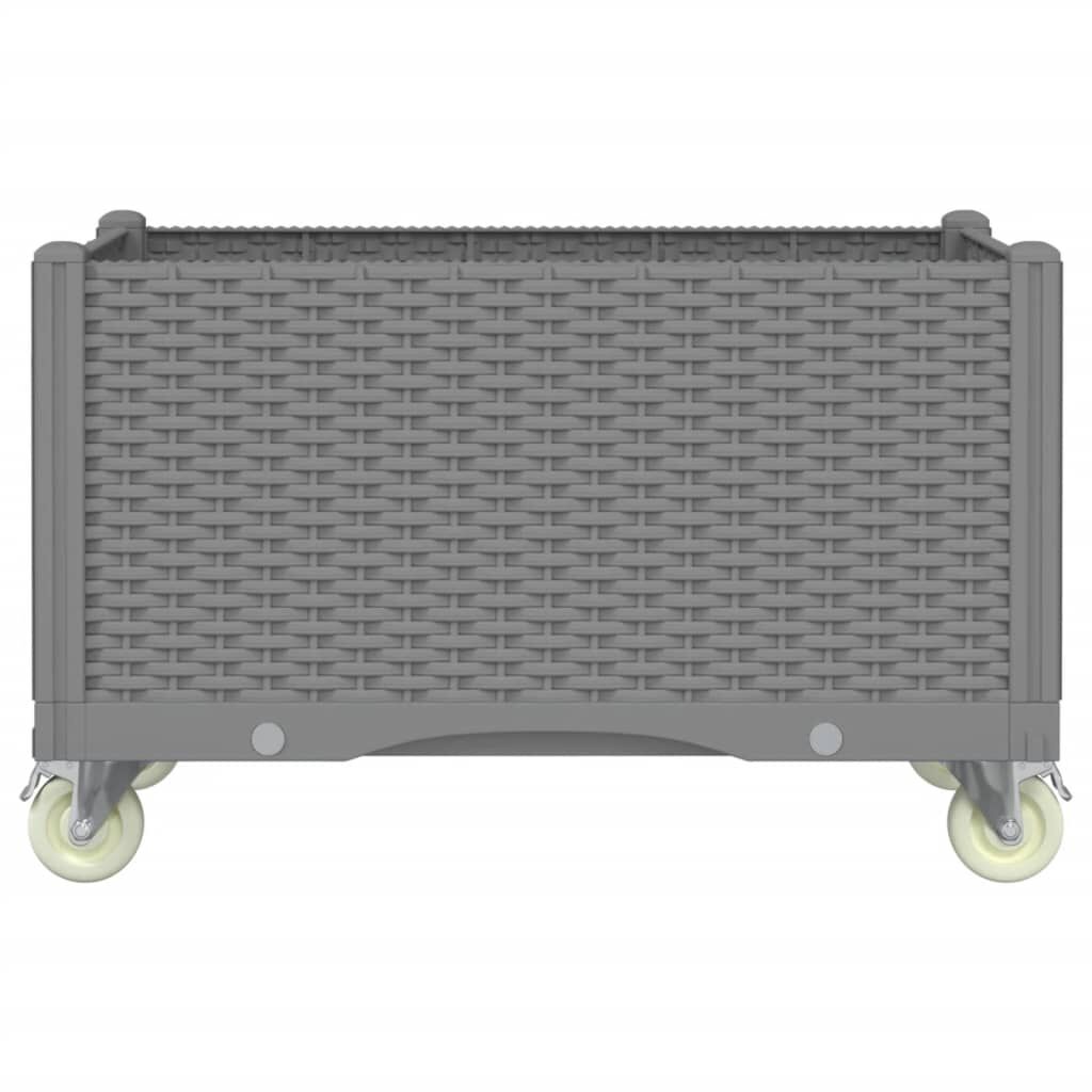 vidaXL Ζαρντινιέρα Κήπου με Ροδάκια Αν. Γκρι 80x50x54εκ Πολυπροπυλένιο