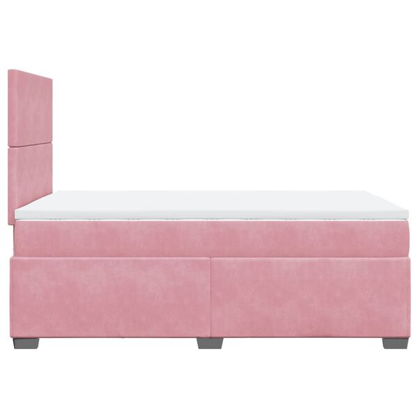 vidaXL Κρεβάτι Boxspring με Στρώμα Ροζ 120x190 εκ. Βελούδινο