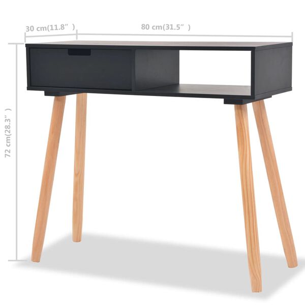 vidaXL Τραπέζι Κονσόλα Μαύρο 80 x 30 x 72 εκ. από Μασίφ Ξύλο Πεύκου