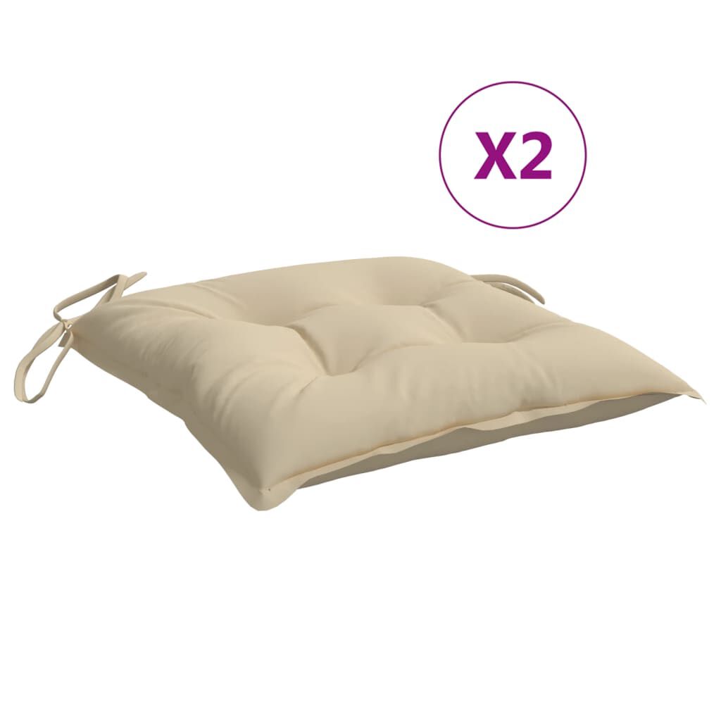 vidaXL Μαξιλάρια Παλέτας Κήπου 2 τεμ. Μπεζ 50x50x7 εκ. Oxford Ύφασμα