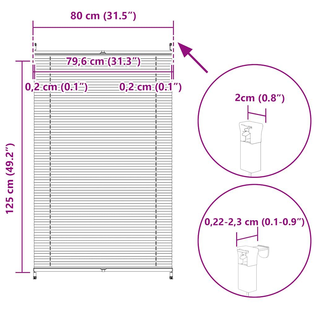 Πλισέ στόρι σκίασης 80x125cm Λευκό