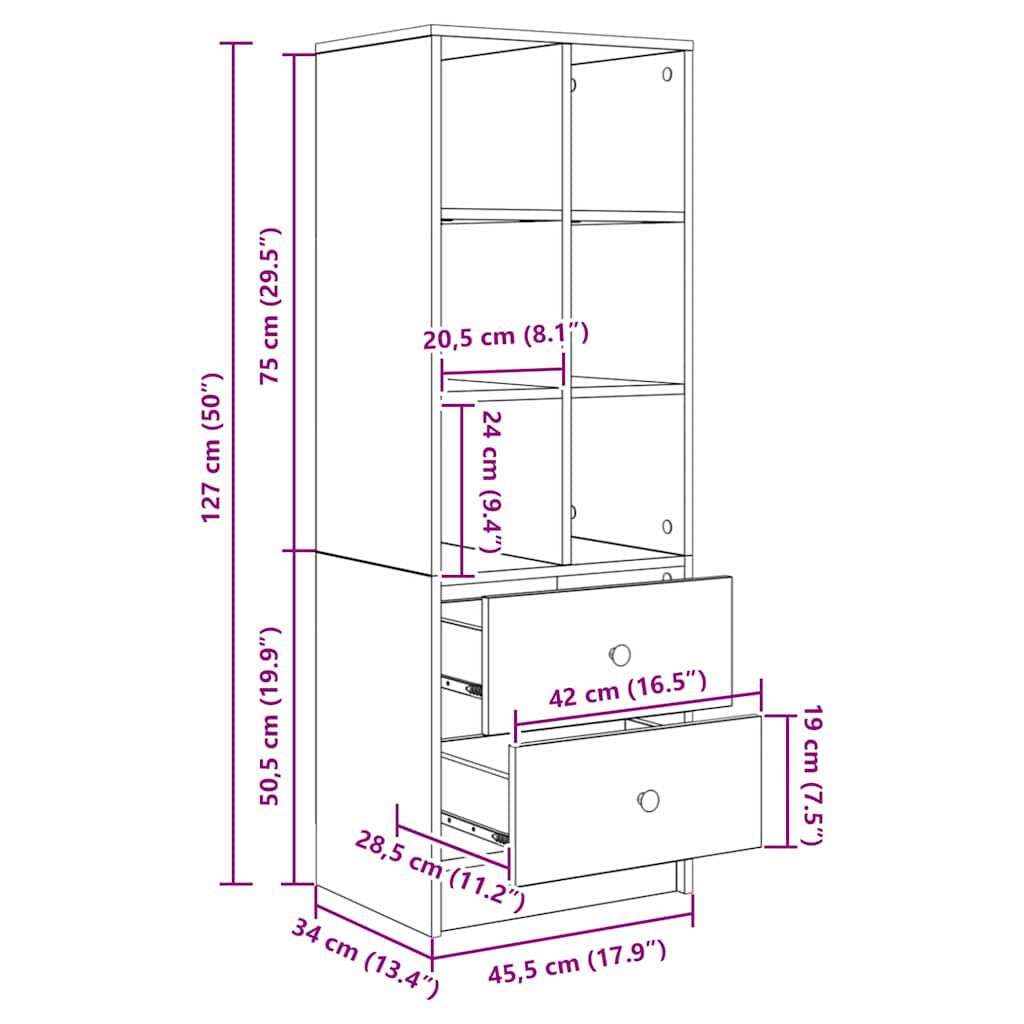 vidaXL Γραφείο με αποθηκευτικό χώρο 2 pcs Δρύς Sonoma 70 x 50 x 76 εκ.