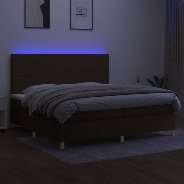 vidaXL &Kappa;&rho;&epsilon;&beta;ά&tau;&iota; Boxspring &mu;&epsilon; &Sigma;&tau;&rho;ώ&mu;&alpha; & LED &Sigma;&kappa;.&Kappa;&alpha;&phi;έ 200x200&epsilon;&kappa;. &Upsilon;&phi;&alpha;&sigma;&mu;ά&tau;&iota;&nu;&omicron;